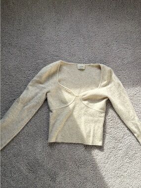 Wilfred Cream Square Neck Knit Long Sleeve Top